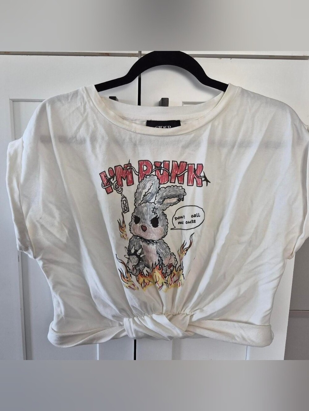 Cider White Knot-Front Bunny Graphic Tee